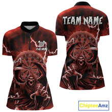 Load image into Gallery viewer, Red Grim Reaper Lightning 3D Darts Shirt For Women Custom Darts Jersey Team Polo &amp;  1/4 Zip TDM4953