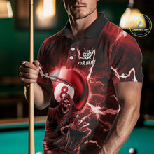 Load image into Gallery viewer, Red Grim Reaper 8 Ball Billiard Shirt For Men Custom Lightning Pool Team Jersey Polo &amp; 1/4 Zip TDM4956