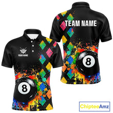 Load image into Gallery viewer, Funny 8 Ball Pool Paint Colorful Argyle Custom Billiard Shirt For Men, Best Pool Team Jersey TDM4961