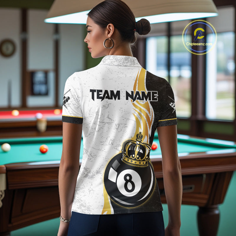 Personalized 8 Ball Pool Crown Billiard Shirts For Women Custom Pool Jerseys Billiard Team Shirts TDM2940
