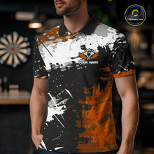 Load image into Gallery viewer, Custom Orange Grunge Dart Shirt With Pocket Option For Men, Dart Team Jersey TDM5889