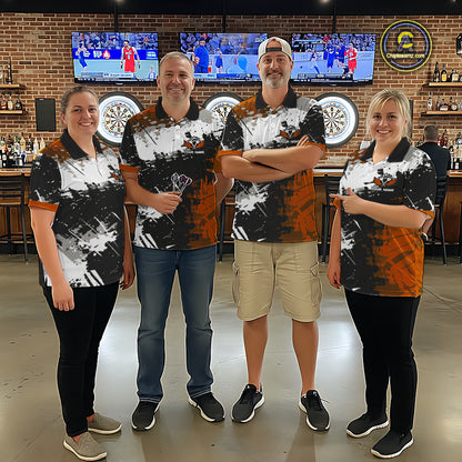 Custom Orange Grunge Dart Shirt With Pocket Option For Men, Dart Team Jersey TDM5889