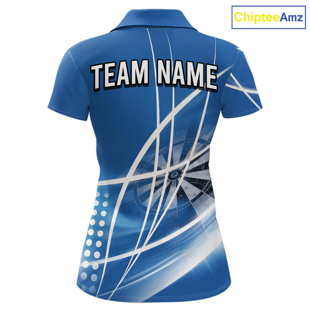 Blue Darts Jersey For Women Custom Light Streaks Darts Tournament Team Shirt Polo & Quarter Zip TDM6026