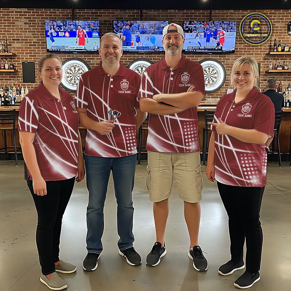 Red Darts Jersey For Women Custom Light Streaks Darts Tournament Team Shirt Polo & Quarter Zip TDM6027