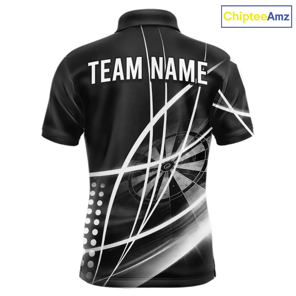 Black And White Darts Jersey For Men Custom Light Streak Darts Team Shirt Polo & Quarter Zip TDM6028