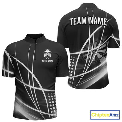 Black And White Darts Jersey For Men Custom Light Streak Darts Team Shirt Polo & Quarter Zip TDM6028