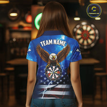 Load image into Gallery viewer, Blue Lightning American Flag Eagle Dart Shirt With Pocket Option For Women TDM6030