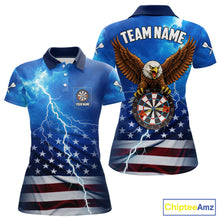 Load image into Gallery viewer, Blue Lightning American Flag Eagle Dart Shirt With Pocket Option For Women TDM6030