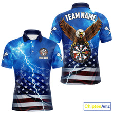 Load image into Gallery viewer, Blue Lightning American Flag Eagle Dart Shirt With Pocket Option For Men TDM6030