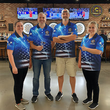 Load image into Gallery viewer, Blue Lightning American Flag Eagle Dart Shirt With Pocket Option For Women TDM6030