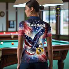 Load image into Gallery viewer, Custom 8 Ball &amp; 9 Ball American Flag Eagle Billiard Shirt For Women, Pool Team Jersey Polo &amp; 1/4 Zip TDM6281
