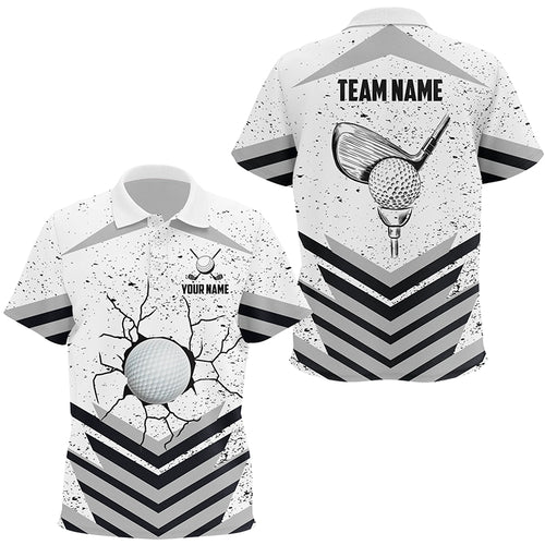 Funny Crack Golf Ball Custom White Grunge Kid Golf Polo Shirts Best Team Golf Shirts For Golfer TDM1978