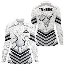 Load image into Gallery viewer, Funny Crack Golf Ball Custom White Grunge Womens Golf Polo Shirts Best Team Golf Shirts For Golfer TDM1978