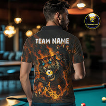 Load image into Gallery viewer, Personalized 8 &amp; 9 Ball Tiger Fire Billiard Shirt For Men Custom Pool Team Jersey Polo &amp; 1/4 Zip TDM4539