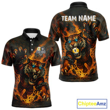 Load image into Gallery viewer, Personalized 8 &amp; 9 Ball Tiger Fire Billiard Shirt For Men Custom Pool Team Jersey Polo &amp; 1/4 Zip TDM4539