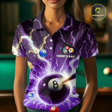 Load image into Gallery viewer, Thunder Lightning Strike 8 Ball Women Billiard Shirts Custom Purple Billiard League Pool Team Jersey TDM4544