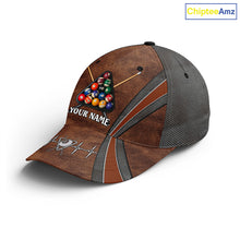 Load image into Gallery viewer, Custom Name Brown Pool Billiards Hats For Men Women, Adjustable 3D Printed Billiard Classic Caps TDM0322