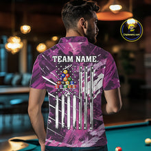 Load image into Gallery viewer, Purple Grunge US Flag Billiard Shirt For Men Custom 8 Ball Pool Team Shirt, Billiard Jersey TDM4969