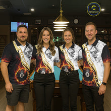Load image into Gallery viewer, 8 Ball Pool Fire Flame Smoke Tribal Billiard Shirt For Women Custom Billiard Team Jersey |White TDM5398