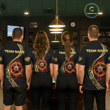 Load image into Gallery viewer, Personalized 8 Ball Fire Gold Tribal Billiard Shirt For Women, Billiard Jersey Team Polo &amp; 1/4 Zip TDM5401