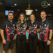 Load image into Gallery viewer, Black And Red Funny 8 Ball Billiard Shirt For Women Custom Pool Team Shirts, Billiard Jersey Outfit TDM5406