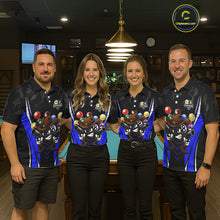 Load image into Gallery viewer, Funny 8 Ball &amp; 9 Ball Billiard Shirt For Women Custom Black And Blue Pool Team Shirt, Billiard Jersey TDM5409