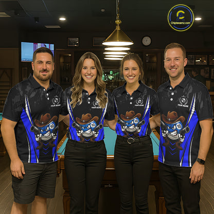 Black And Blue Funny 10 Ball Billiard Shirt For Men Custom Pool Team Shirts, Billiard Jersey TDM5410