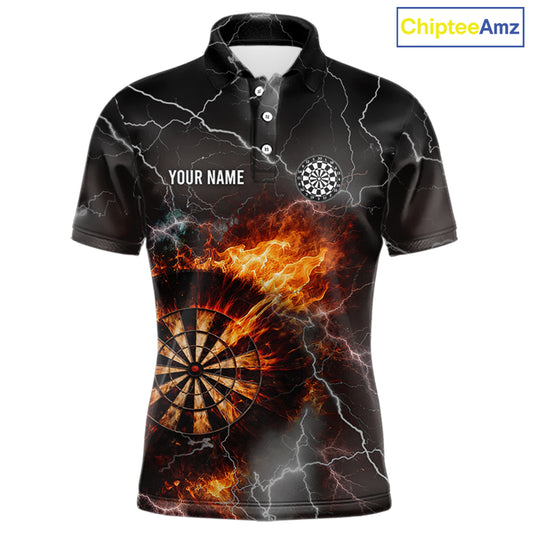 Custom Lightning Flame Darts Shirt With Pocket Option For Men, Darts Jersey TDM5684
