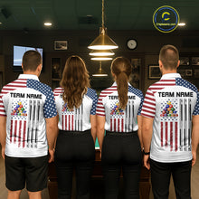 Load image into Gallery viewer, White Grunge American Flag Billiard Shirt For Women Custom Patriotic 8 Ball Pool Team Jersey TDM5687