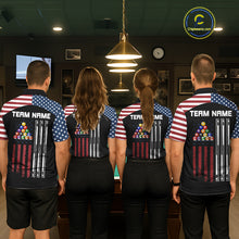 Load image into Gallery viewer, Black Grunge American Flag Billiard Shirt For Women Custom Patriotic 8 Ball Pool Team Jersey TDM5688