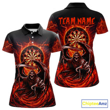 Load image into Gallery viewer, Personalized Red Grim Reaper Lightning Darts Shirt For Women, Darts Team Jersey Polo &amp; 1/4 Zip TDM5896