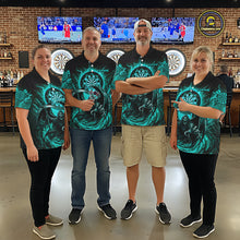 Load image into Gallery viewer, Personalized Turquoise Grim Reaper Lightning Darts Shirt For Women, Darts Team Jersey Polo &amp; 1/4 Zip TDM5898