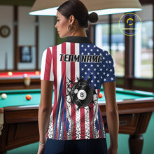Load image into Gallery viewer, Funny Break 8 Ball Pool Billiard Shirt For Women Custom American Flag Pool Jersey Team Polo, 1/4 Zip TDM6036