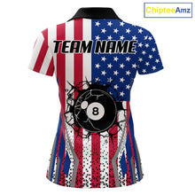 Load image into Gallery viewer, Funny Break 8 Ball Pool Billiard Shirt For Women Custom American Flag Pool Jersey Team Polo, 1/4 Zip TDM6036