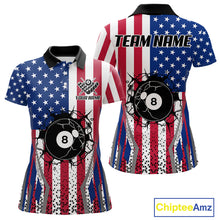 Load image into Gallery viewer, Funny Break 8 Ball Pool Billiard Shirt For Women Custom American Flag Pool Jersey Team Polo, 1/4 Zip TDM6036