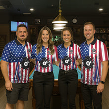 Load image into Gallery viewer, Funny Break 8 Ball Pool Billiard Shirt For Women Custom American Flag Pool Jersey Team Polo, 1/4 Zip TDM6036