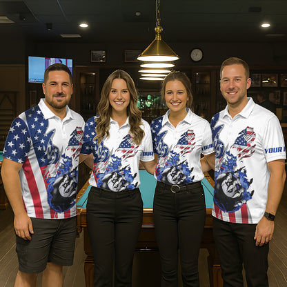 8 Ball Pool Claw American Flag Billiard Shirt For Women Custom Patriotic Billiard Team Jersey|White TDM6043