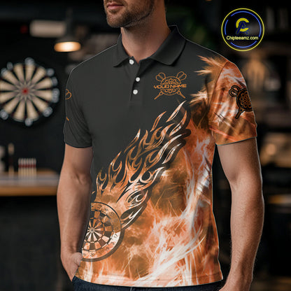 Orange And Black Light Icy Men Darts Polo & Quarter Zip Custom Dart Shirts For Team Dart Jerseys TDM3873