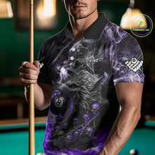 Load image into Gallery viewer, Personalized Purple 8 Ball Pool Wolf And Skull Billiard Shirt For Men, Smoke Billiard Team Jerseys TDM4159