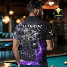 Load image into Gallery viewer, Personalized Purple 8 Ball Pool Wolf And Skull Billiard Shirt For Men, Smoke Billiard Team Jerseys TDM4159