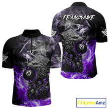 Load image into Gallery viewer, Personalized Purple 8 Ball Pool Wolf And Skull Billiard Shirt For Men, Smoke Billiard Team Jerseys TDM4159