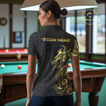 Load image into Gallery viewer, Personalized Black And Gold Tribal Dragon Billiard Shirt For Women Custom 8 Ball Pool Team Jerseys TDM4160