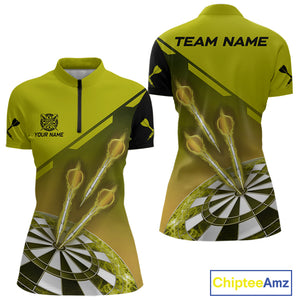 Personalized Yellow Dart Jerseys Polo & Quarter Zip Shirt For Women Custom Dart Shirts Team Uniform TDM4753