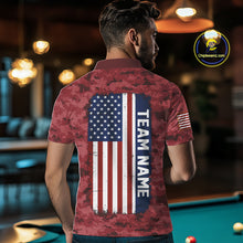 Load image into Gallery viewer, Personalized Red Camo Skull Billiard Shirt For Men Custom Patriotic US Flag Pool Team Jersey TDM5165