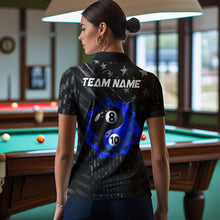 Load image into Gallery viewer, Black US Flag Ying And Yang 8 Ball &amp; 10 Ball Custom Billiard Shirts For Women Funny Billiard Jerseys TDM3540