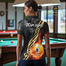 Load image into Gallery viewer, 8 Ball &amp; 9 Ball Flame Smoke Tribal Billiard Shirt For Women Custom Pool Team Jersey Polo &amp; 1/4 Zip TDM5907
