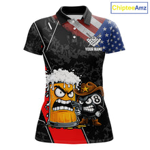 Load image into Gallery viewer, Funny Beer US Flag 8 Ball Pool Billiard Shirt For Women Custom Billiard Team Jersey Polo &amp; 1/4 Zip TDM6047