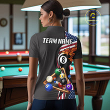 Load image into Gallery viewer, Personalized American Flag Pool Balls Billiard Shirt For Women, 8 Ball Jersey Team Polo &amp; 1/4 Zip TDM6050