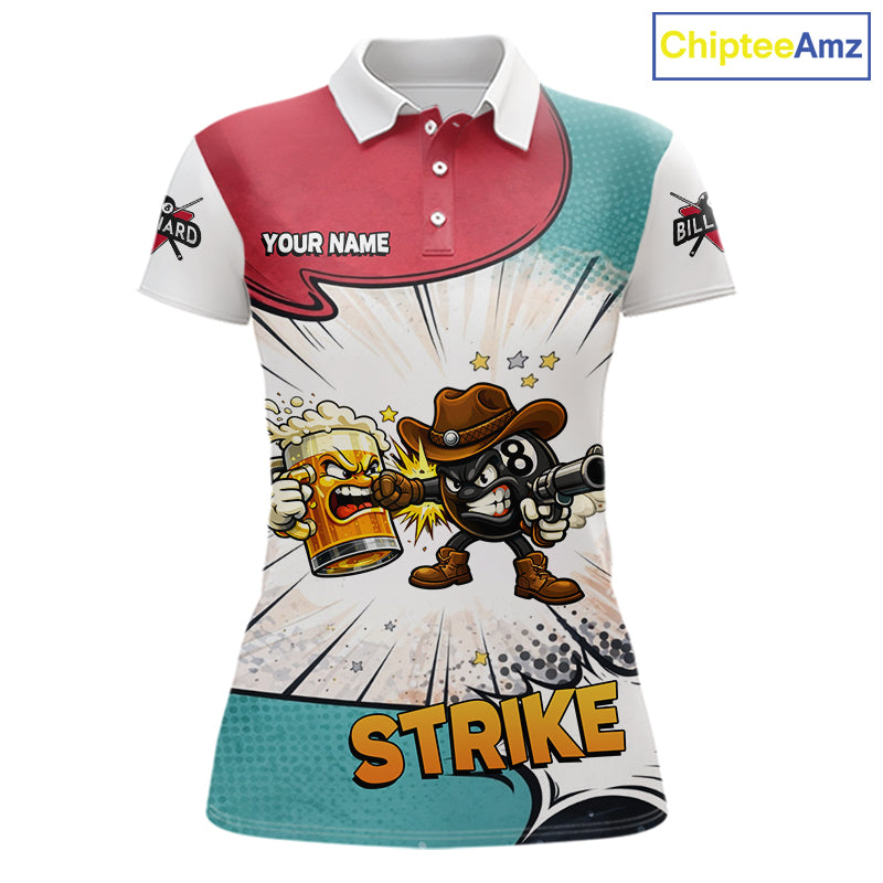 Funny Beer 8 Ball Pool Billiard Shirt For Women Custom Billiard Team Jersey Polo & 1/4 Zip TDM6052