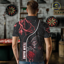 Load image into Gallery viewer, Personalized Red Darts Lightning Grim Reaper Polo &amp; 1/4 Zip, Darts Shirt For Men, Dart Team Jersey TDM6307